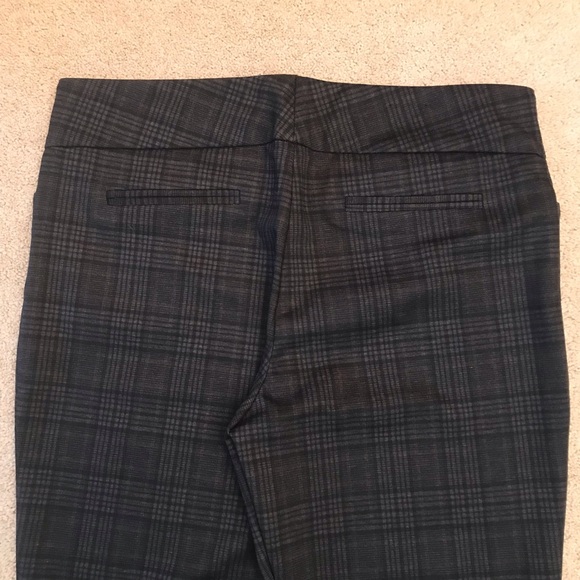 Dalia Pull On Plaid Jeggings Womens Large Charcoal Grey Pockets Academia Office - Picture 9 of 11